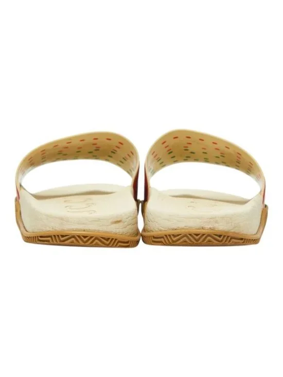 Gucci Interlocking Slide Sandals Shower Beige Green Red Rubber - Picture 3 of 6